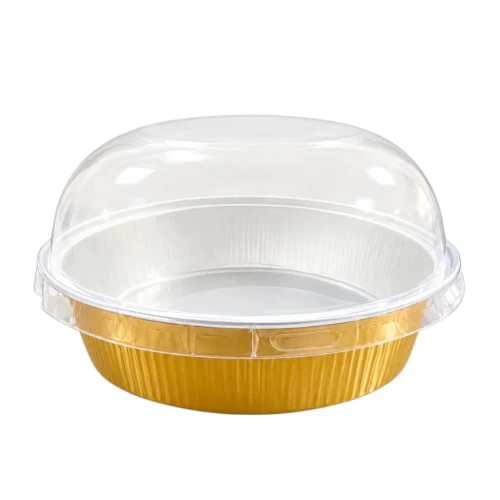 Bake n Serve Round Aluminium Container with Transparent Dome Lid (Pack Of 10pcs) - BNBA