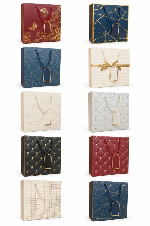 Assorted Fancy Carry Bags Small (Pack of 12pcs) - BNBA
